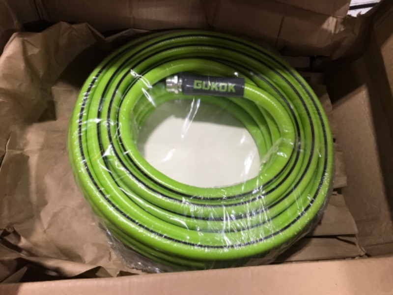 Photo 3 of GUKOK Garden Hose 5/8 in. x 50 ft, Heavy Duty, Lightweight Water Hose, 3/4 Solid Male Female Fittings,Drinking Water Safe, 600 Burst PSI , Green-Black