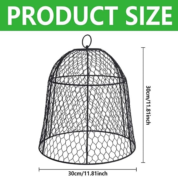 Photo 1 of  1 Pack Garden Chicken Wire Cloche -11.8 x 11.8 Inch Metal Squirrel Proof Wire Cloche-Plant Protectors and Covers for Keeping Bunny Chicken Animals Out Garden Decoration Long Using BLACK 