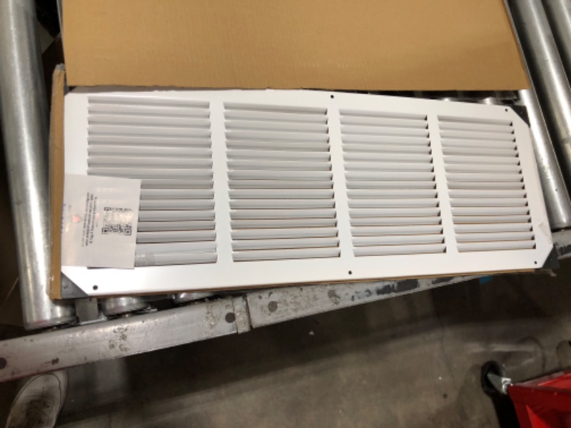 Photo 2 of 24"w X 8"h Steel Return Air Grilles - Sidewall and Ceiling - HVAC Duct Cover - White [Outer Dimensions: 25.75"w X 9.75"h]
