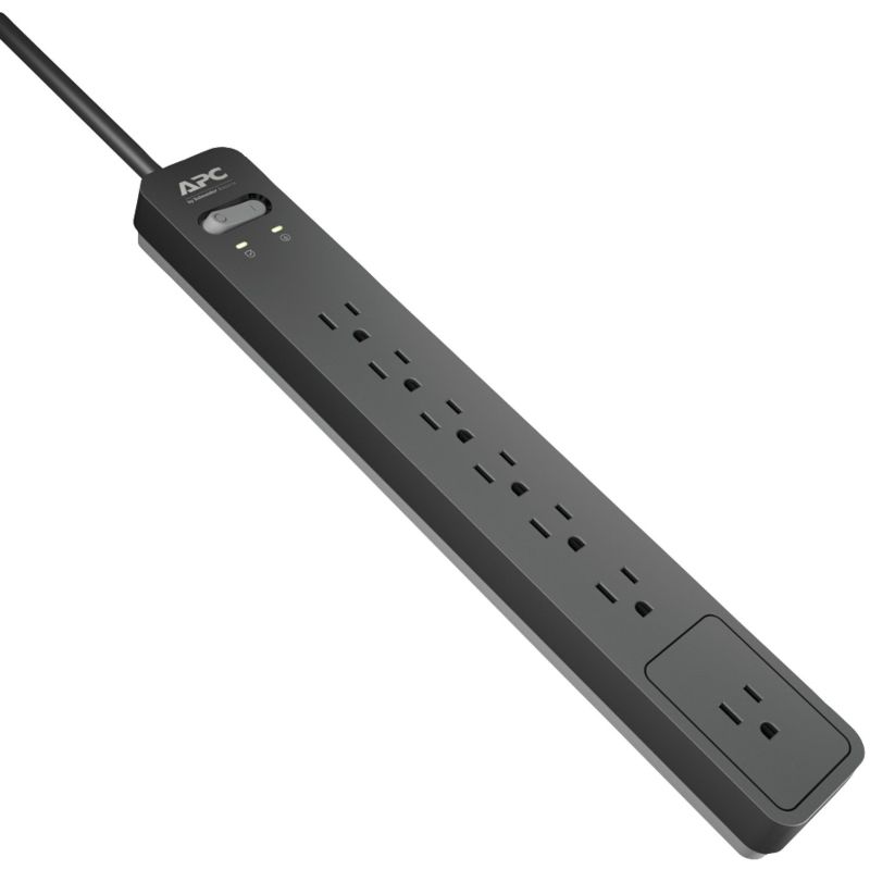 Photo 1 of APC Surge Protector Power Strip, PE76, 1440 Joule, Flat Plug, 7 Outlet Strip Black