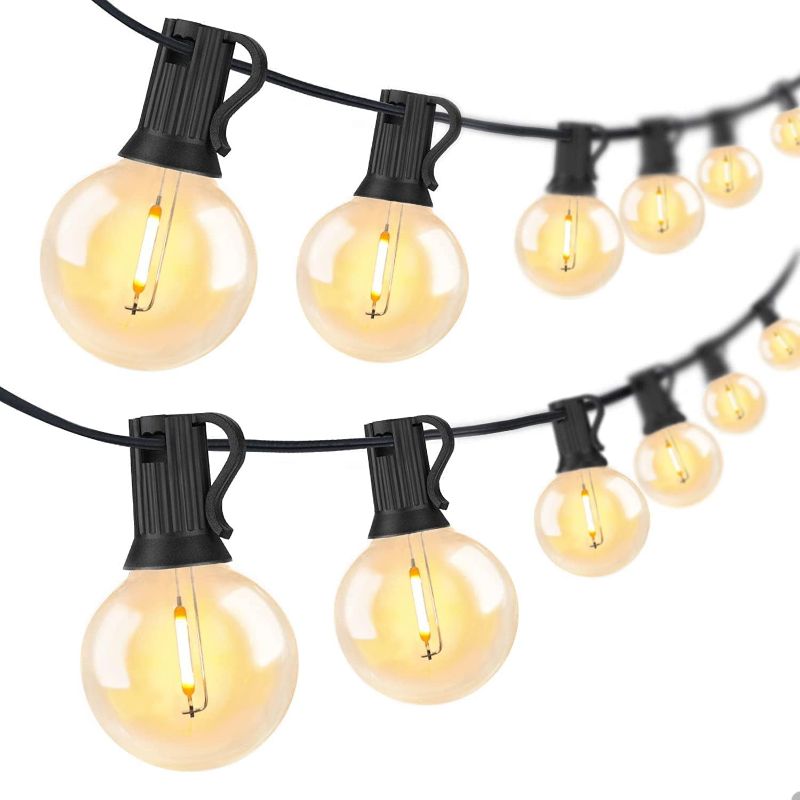 Photo 1 of 25Ft LED String Lights, G40 Outdoor Patio String Lights with 27 Shatterproof LED Clear Globe Bulbs, Indoor&Outdoor String Lights for Patio Garden Backyard Bistro Pergola Tents Gazebo Decor (Black) 