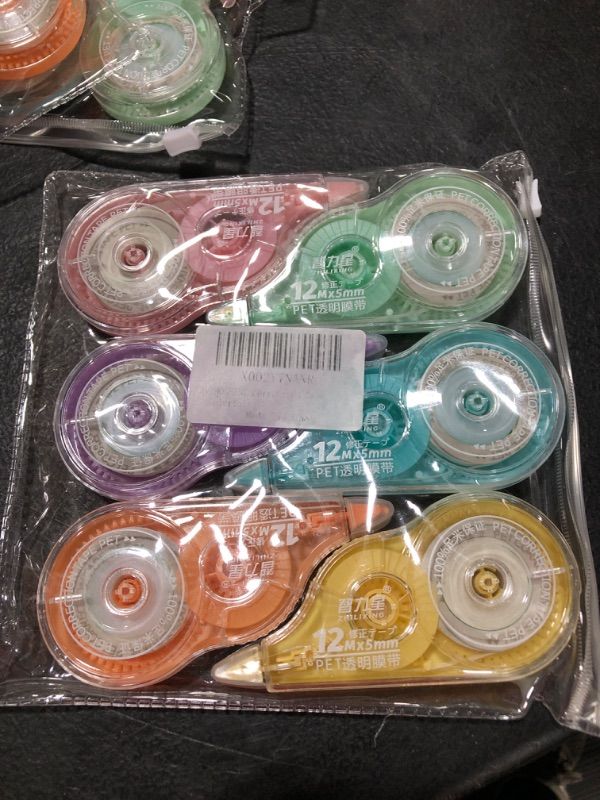 Photo 1 of VIHOGFINT Correction Tape,Thickening with Core White Out Tape Pen for School Office Supplies,0.2 x 472 Inch,6 Count(Colorful)