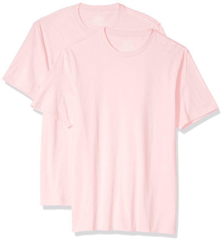 Photo 1 of Amazon Essentials Men's Slim-Fit Short-Sleeve Crewneck T-Shirt, Pack of 2 XX-Large Light Pink No Pocket