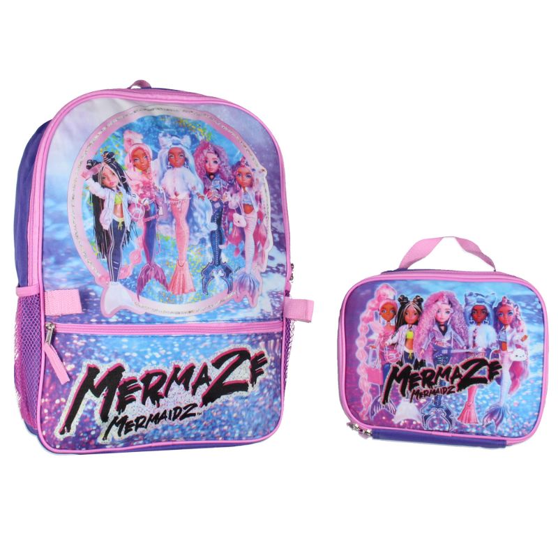 Photo 1 of AI ACCESSORY INNOVATIONS Mermaze Mermaidz Mermazing Backpack School Travel Backpack For Kids 2 Piece Set With Detachable Lunch Box