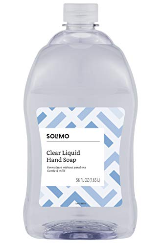 Photo 1 of Amazon Brand - Solimo Gentle & Mild Clear Liquid Hand Soap Refill, Triclosan-free, 56 Fluid Ounces, Pack of 4 - EXP 10/2023
