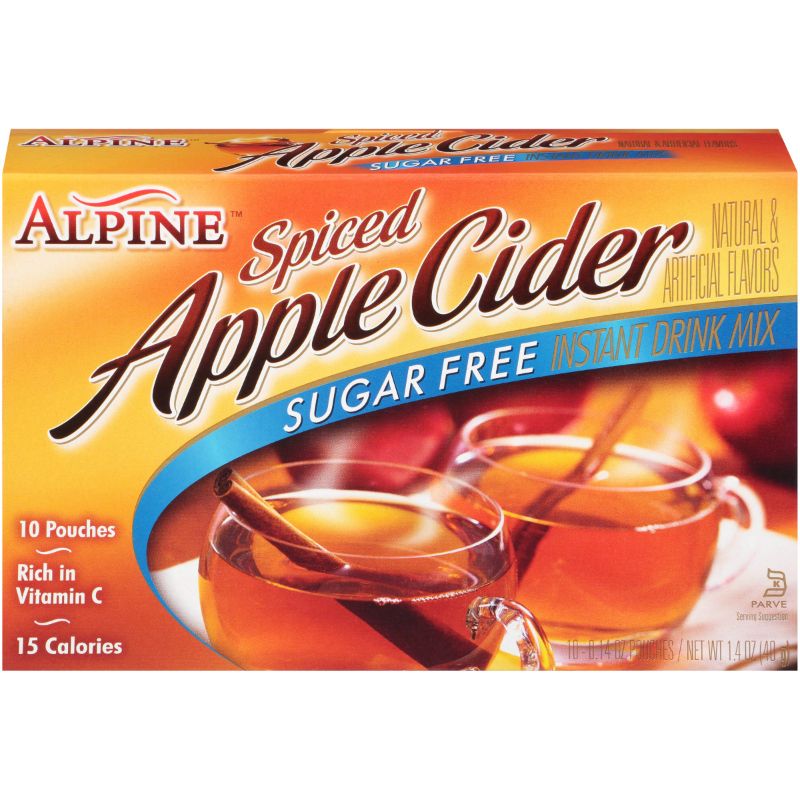 Photo 1 of Alpine Sugar Free Spiced Cider Original Drink Mix, Apple Flavor, 120 Pouches EXP 10/23/2023
