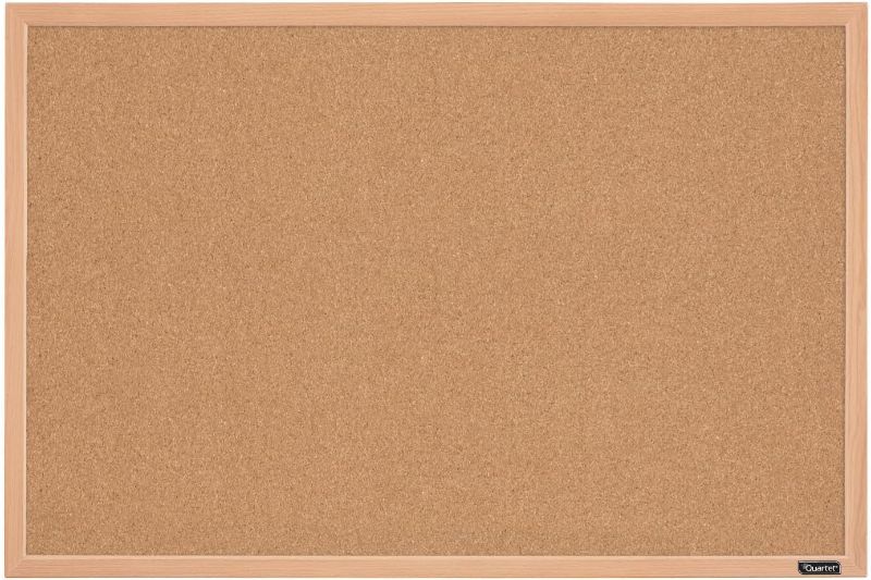 Photo 1 of Quartet Cork Board Bulletin Board, 23" x 35" Framed Corkboard, Oak Frame, Decorative Hanging Pin Board, Perfect for Office & Home Decor, Home School Message Board or Vision Board (35-380352)
