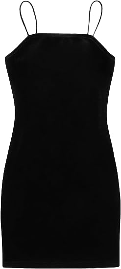 Photo 1 of [GIRLS 12yrs] SOLY HUX Girl's Velvet Spaghetti Strap Mini Bodycon Cami Dress 