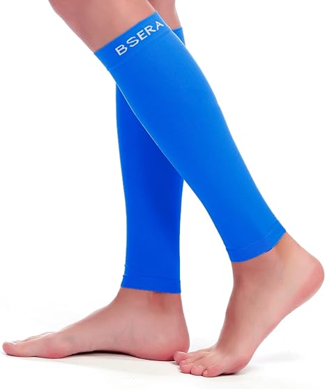 Photo 1 of [Color- Purple] BSERA Calf Compression Sleeve Women, 2 Pairs 20-30mmHg Footless Compression Socks for Swelling Shin Splints Varicose Veins- Purple