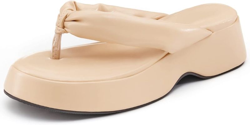 Photo 1 of [Size 10] Lvemas Womens Platform Sandals Wedges SIides Open Toe Thong Flip-Flops Wedge Sandal
