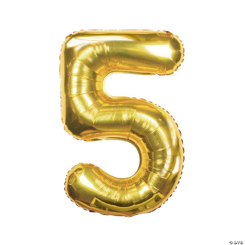 Photo 1 of Balloon #5 40 inch Gold Foil Balloons Numbers Mylar- Birthday Party Decorations of Arabic Number for Birthday Party, Wedding, Bridal Shower, Engagement Photo Shoot, Anniversary