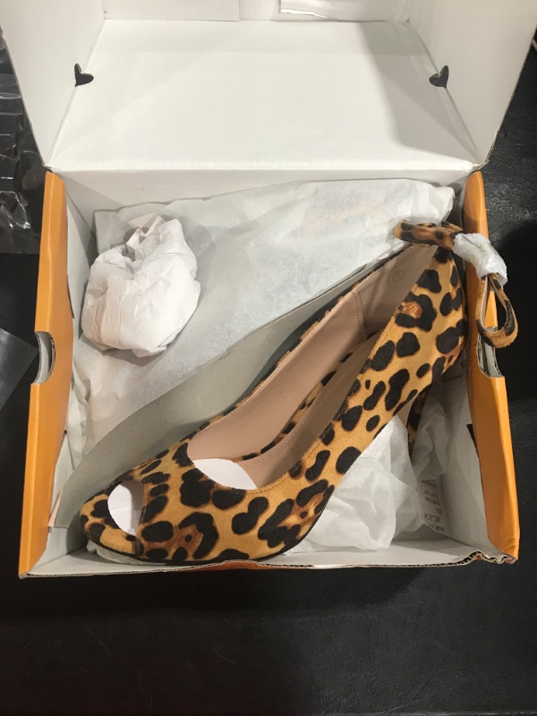 Photo 1 of [Size 7] Adorable leopard peep toe suede heels w ankle straps

