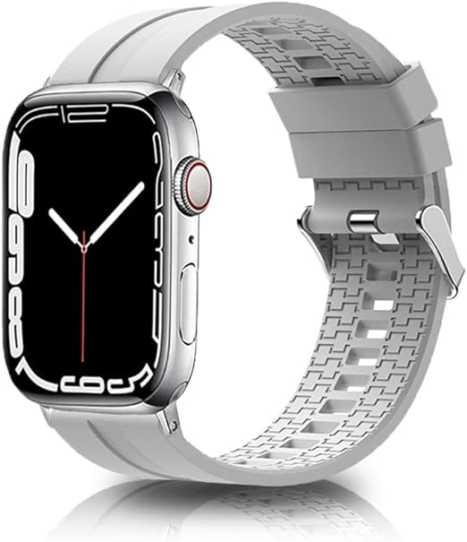 Photo 1 of Hyltlin Compatible with Apple Watch Bands 41mm/40mm/38mm 45mm/44mm/42mm Adjustable Stylish Interior Texture Style Silicone Watch Strap for iWatch Series 7/6/SE/5/4/3/2/1 Men and Women