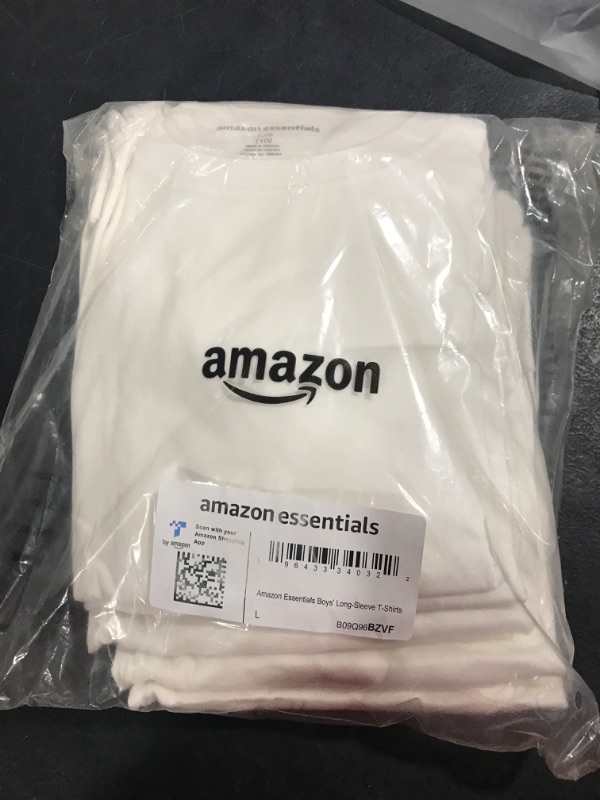 Photo 2 of [Size L] 5 Pack- Amazon Essentials Boy Long Sleeve T- Shirts- White