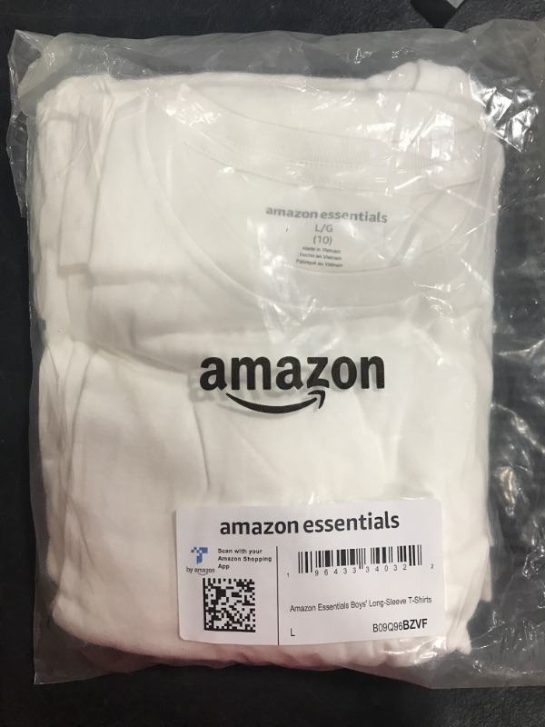 Photo 2 of [Size L] 5 Pack- Amazon Essentials Boy Long Sleeve T- Shirts- White