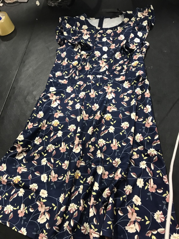 Photo 1 of [Size XL] Ladies Lovely Sleeveless Spring Dress- Navy/ Flowers