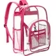 Photo 1 of  Clear Backpack Heavy Duty Stadium Approved PVC Transparent Backpacks for Kids Adults Clear School Bookbag with Reinforced Strap for School, Travel, Rose Red
