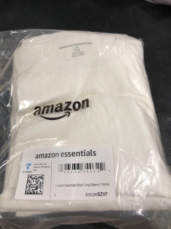 Photo 2 of Amazon Essentials Boys and Toddlers' Long-Sleeve T-Shirts (Previously Spotted Zebra), Multipacks 5 White SIZE L