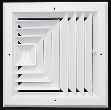 Photo 1 of 10" x 10" - 3-Way Extruded Aluminum Ceiling Diffuser Square - HVAC Vent Cover