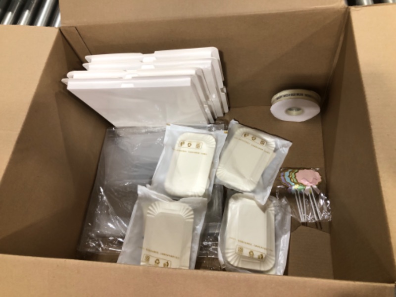 Photo 1 of 10x10x10Inch Tall Cake Box,5Pack Bakery Boxes for Dessert Bread Pastry,Cake Boxes with Cake Boards,Treat Boxes Ideal for Birthday Wedding Graduation and cutlery 