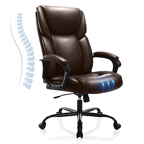 Photo 1 of Executive Office Desk Chair Adjustable High Back Ergonomic Managerial Rolling Swivel Task Chair Computer PU Leather Home Office Desk Chairs with Lumbar Support