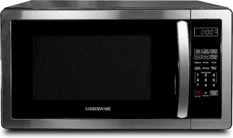 Photo 1 of  Farberware Countertop Microwave 1000 Watts, 1.1 cu ft - Microwave Oven With LED Lighting and Child Lock - Perfect for Apartments and Dorms - Easy Clean Stainless Steel 