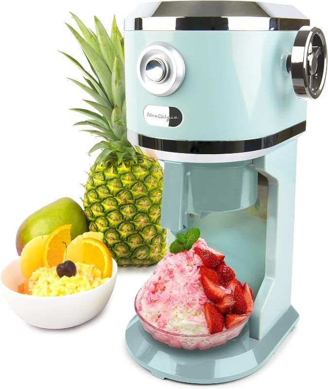 Photo 1 of  Nostalgia Snow Cone Shaved Ice Machine - Retro Table-Top Slushie Machine - Includes 2 Molds - Aqua 