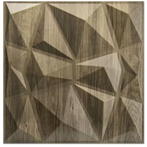 Photo 1 of 19.7 in. x 19.7 in. Wood Diamond Design Textures 3D PVC Wall Panels Interior Wall Decor Pack 12 Tiles (32 sq. ft./Case)
