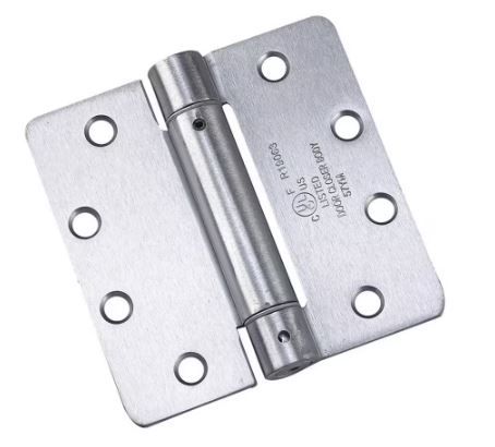 Photo 1 of 4 in. x 4-1/2 in. Brushed Chrome Self Closing Full Mortise Spring Hinge
