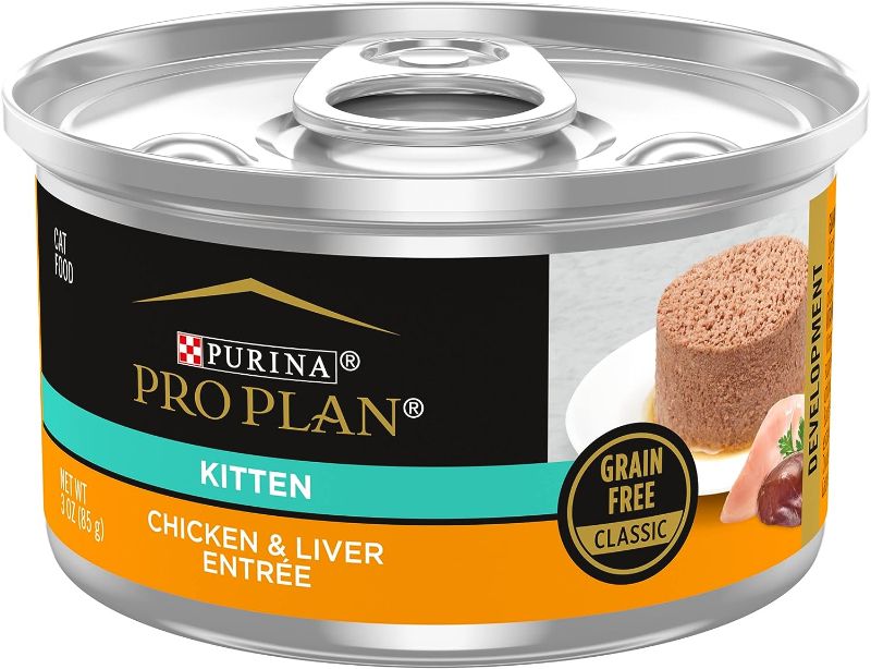 Photo 1 of  Purina Pro Plan Grain Free Wet Kitten Food Pate, DEVELOPMENT Chicken & Liver Entree - (24) 3 oz. Pull-Top Cans BEST BY MAR 2025