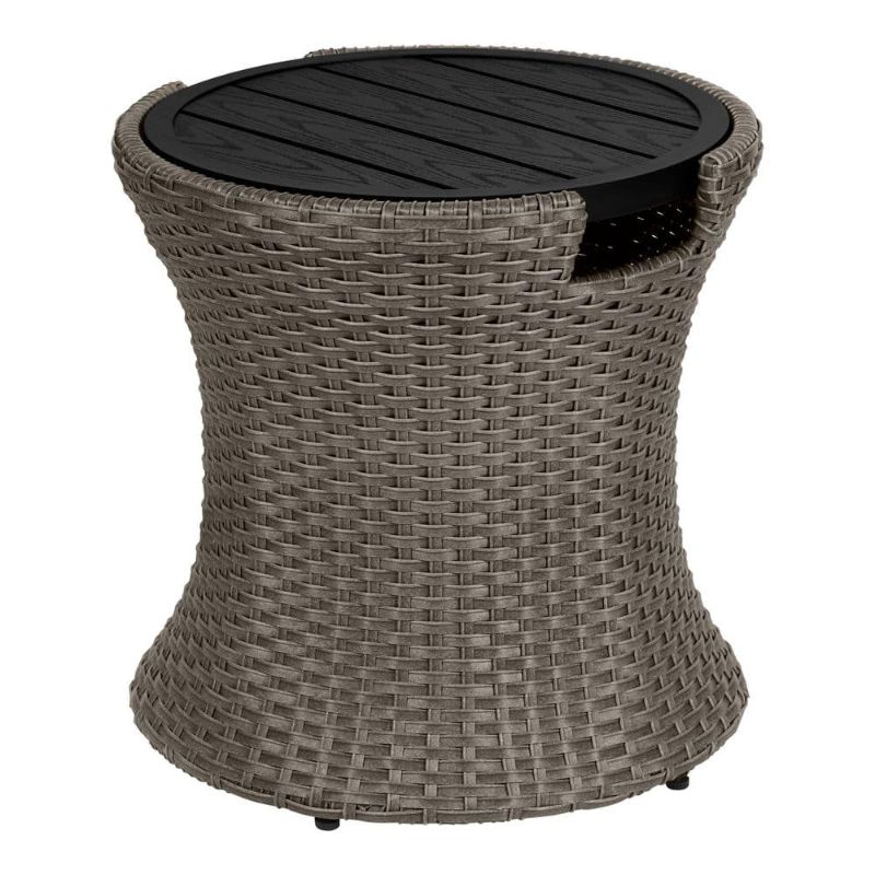 Photo 1 of 20.08 in. Fairlane Black Wicker Outdoor Side Table