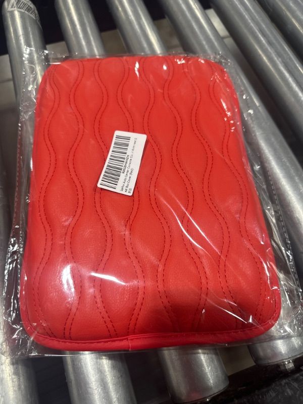 Photo 1 of  Auto Center Console Cover, PU Leather Armrest Cushion Pad Cover Universal Fit for SUV/Truck/Car, Waterproof Car Armrest Seat Box Cover (Red)
