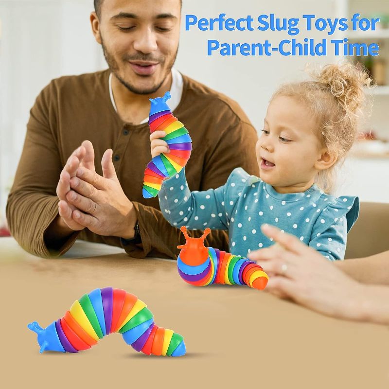 Photo 1 of 2Pcs Fidget Slug Toys, 3D Articulated Slug Fidget Toy, Sensory Toys for Kids & Adults, Stress Relief Toys for Autistic ADHD Children, Gifts for Baby Boys Girls
