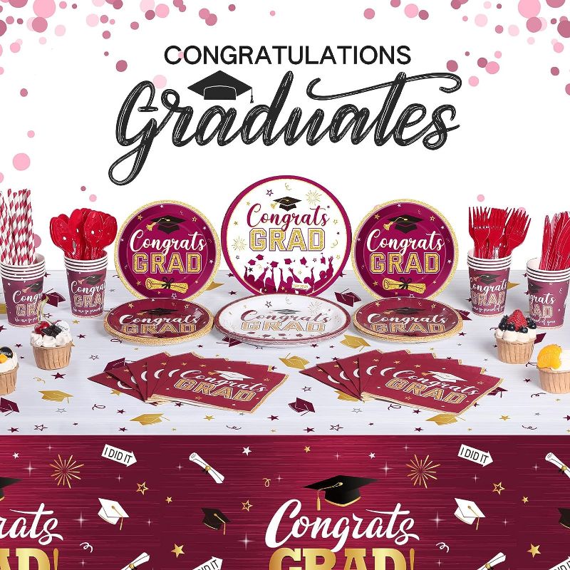 Photo 1 of 193 Pcs Congrats Grad Party Supplies Set Graduation Decoration