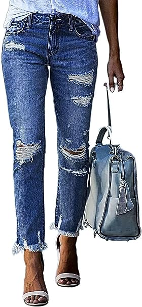 Photo 1 of Flamingals Ripped Mid Waist Jeans Womens Denim Pants Boyfriend Jeans Raw Hem
SIZE XL 