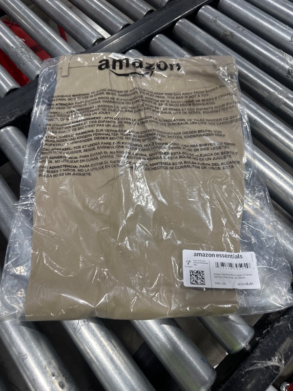 Photo 1 of Amazon Essentials Men's Classic-Fit Stretch Golf Pant (Available in Big & Tall) Polyester Blend Khaki Brown 33W x 29L