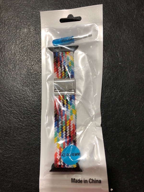 Photo 1 of Elastic Bands Compatible with Apple Watch 44mm 45mm 42mm 49mm 41mm 40mm 38mm for Women Men,Stretchy Solo Loop Soft Nylon Adjustable Solo Loop Sport Bands for iWatch SE Series 8 7 6 5 4 3 2 1 42mm/44mm/45mm/49mm Rainbow
