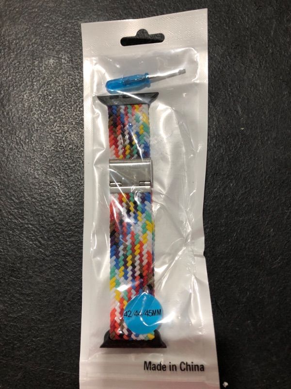 Photo 1 of Elastic Bands Compatible with Apple Watch 44mm 45mm 42mm 49mm 41mm 40mm 38mm for Women Men,Stretchy Solo Loop Soft Nylon Adjustable Solo Loop Sport Bands for iWatch SE Series 8 7 6 5 4 3 2 1 42mm/44mm/45mm/49mm Rainbow