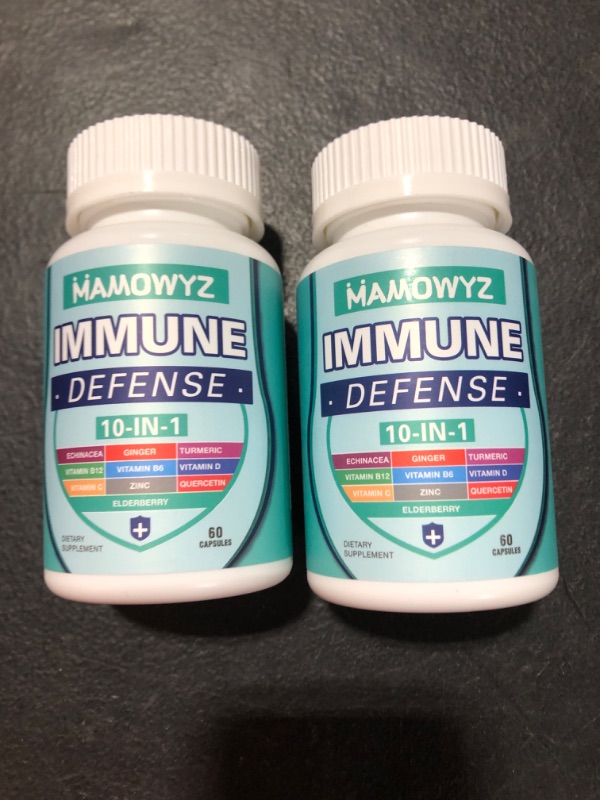 Photo 2 of 10 in 1 Immune Support Supplement - Immune System Booster for Adults & Children - Vitamin C B6 B12 D, Zinc, Quercetin, Echinacea, Elderberry, Turmeric Extract and Ginger Extract - 60 Capsules (2 Pack)