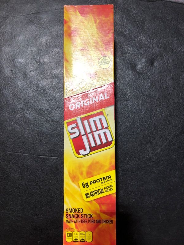 Photo 2 of Slim Jim Giant Smoked Meat Stick, Original Flavor, Keto Friendly, 0.97 Ounce (Pack of 24) Original 0.97 Ounce (Pack of 24)