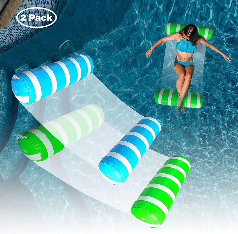 Photo 1 of 2 Pack Water Swimming Pool Float Hammock,Pool Float Lounger,Water Hammock Lounger, Swimming Floating Bed Hammock,Comfortable Inflatable Swimming Pools Lounger, for Adults Vacation Fun and Rest
