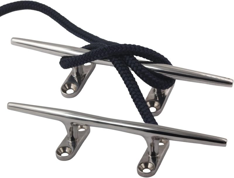 Photo 1 of  2 Pack 10 inch Boat Deck Cleat Marine Stainless Steel 316 Dock Open Base Rope Cleats
