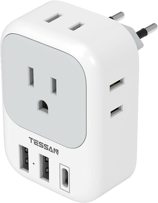 Photo 1 of European Travel Plug Adapter USB C, TESSAN International Plug Adapter with 4 AC Outlets and 3 USB Ports, Type C Power Adaptor Charger for US to Most of Europe Iceland Spain Italy France Germany
