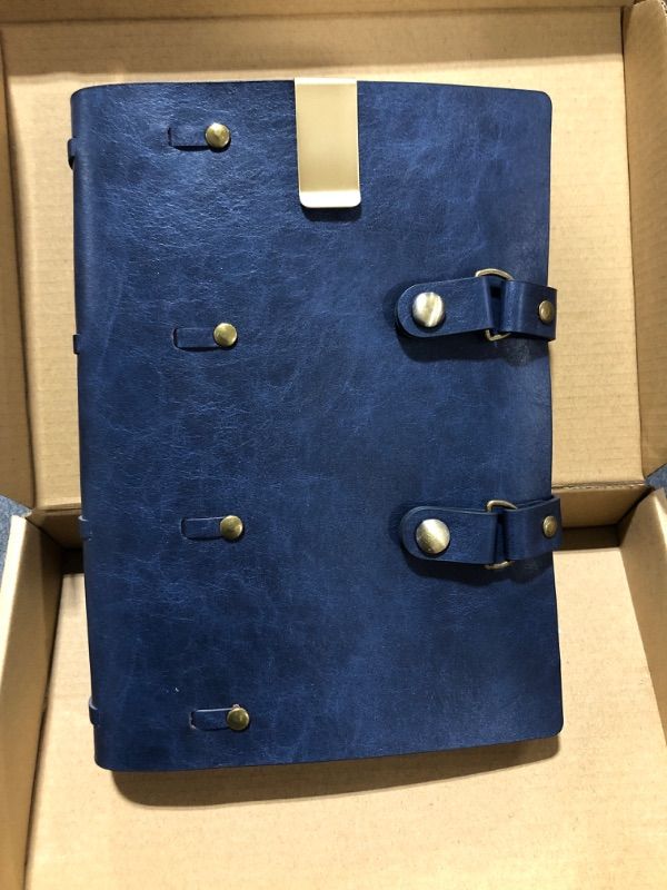 Photo 2 of Stiamvd Leather Journal Notebook -Vintage Leather Writing Journal, Refillable Travel Journal Personal Diary, Great Gift Men And Women, Premium Thick Paper 200 Pages, 9.1" x 6.7" Vintage Blue