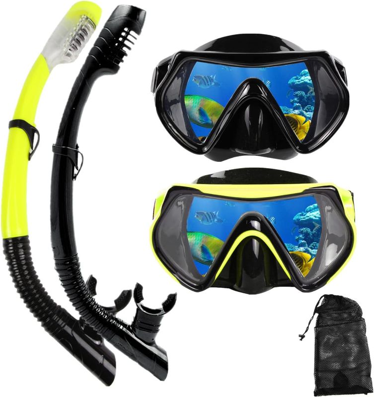 Photo 1 of 2 Pack- Goggles and Snorkels- Black and Yellow