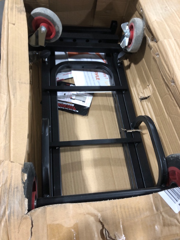 Photo 2 of Compact Folding Adjustable Equipment Cart - Heavy Duty 8-in-1 Convertible Cart Hand Truck/Dolly/Platform Cart with R-Trac Wheels - Expandable Up to 25.24" to 40.24" - Pyle PKEQ38 25.24'' x 14.25''