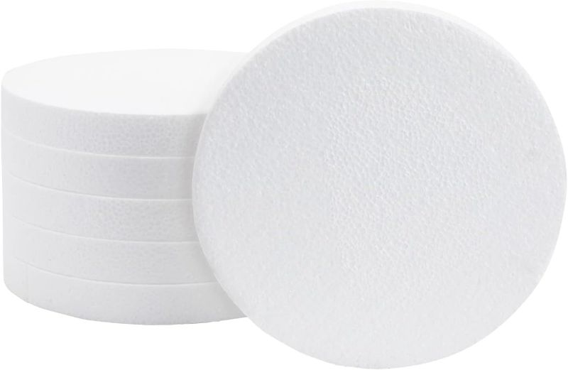 Photo 1 of 12 Inch Round Foam Circles for Crafts and DIY Projects, 1 Inch Thick (White, 6 Pack)