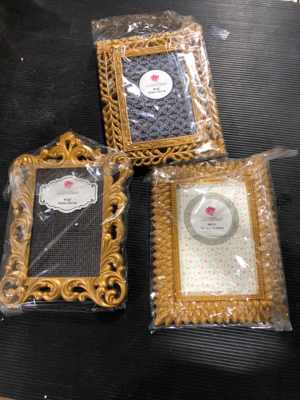 Photo 2 of Gold Vintage Baroque Ornate Antique Picture Frames ~ Set of 3 Frames for 4 x 6 inch photos, ~ Perfect for Wedding Vacation Graduation Or Any Milestone Photo