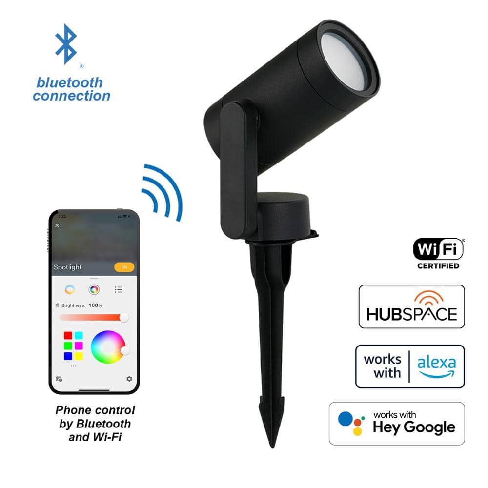 Photo 1 of Hampton Bay Low Voltage Black LED Spotlight with Smart App Control (1-Pack) Powered by Hubspace
