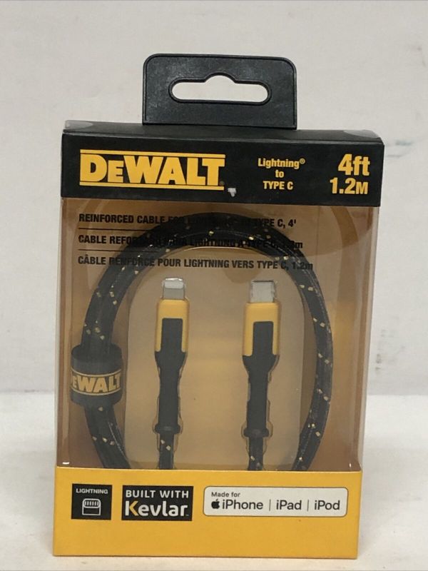 Photo 1 of DeWalt Reinforced Braided Cable for Lightning 4 Ft.
